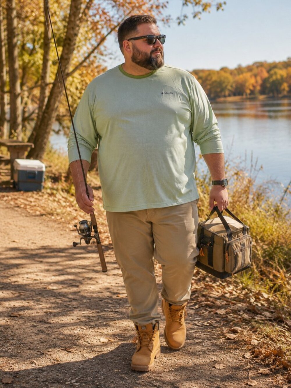 Columbia Omni-Shade Men’s XXL Green Long Sleeve Performance Fishing Shirt